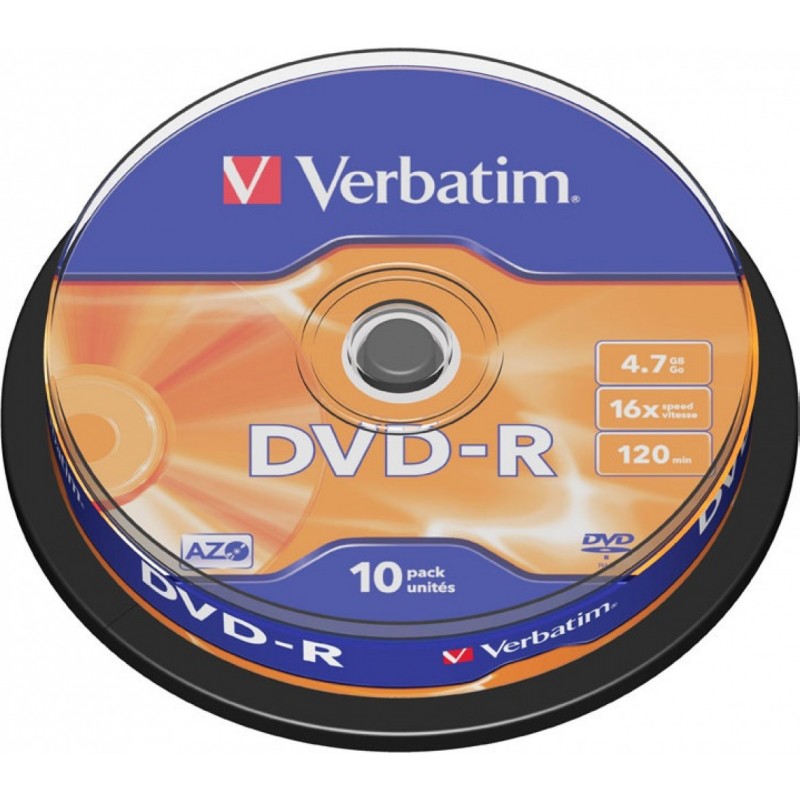 VERBATIM DVD-R 4,7GB 16X 10Τ. CB 43523