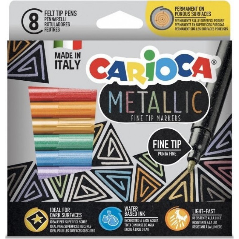 ΜΑΡΚΑΔΟΡΟΙ CARIOCA METALLIC 8ΧΡΩΜ. FINE TIP