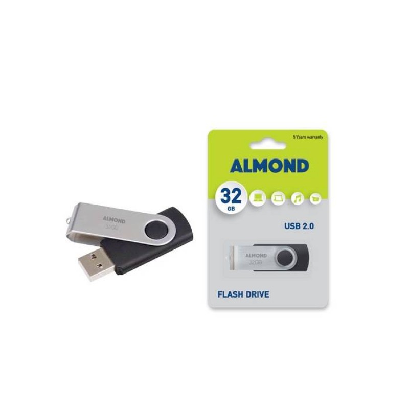 ALMOND FLASH DRIVE USB 32GB TWISTER ΜΑΥΡΟ