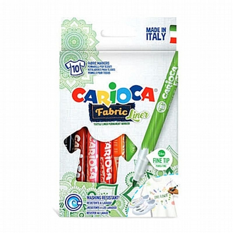 ΜΑΡΚΑΔΟΡΟΙ ΛΕΠΤΟΙ CARIOCA FABRIC LINER ΓΙΑ ΖΩΓΡΑΦΙΚΗ ΣΕ ΥΦΑΣΜΑ 10ΧΡΩΜΑΤΩΝ