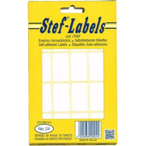 STEF ΕΤΙΚΕΤΕΣ ΑΥΤΟΚ. 16/Φ 40Φ 022x038mm 24 ΛΕΥΚΕΣ