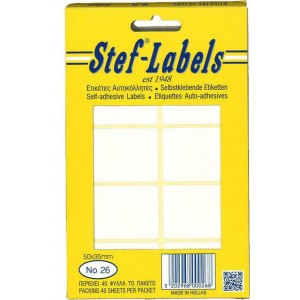 STEF ΕΤΙΚΕΤΕΣ ΑΥΤΟΚ. 8/Φ 40Φ 050x035mm 26 ΛΕΥΚΕΣ STEF ΕΤΙΚΕΤΕΣ ΑΥΤΟΚ. 8/Φ 40Φ 050x035mm 26 ΛΕΥΚΕΣ