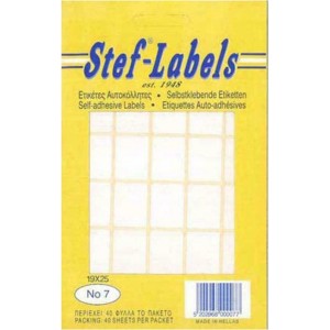 STEF ΕΤΙΚΕΤΕΣ ΑΥΤΟΚ. 30/Φ 40Φ 019x025mm 7 ΛΕΥΚΕΣ STEF ΕΤΙΚΕΤΕΣ ΑΥΤΟΚ. 30/Φ 40Φ 019x025mm 7 ΛΕΥΚΕΣ