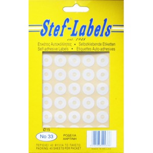 STEF ΕΤΙΚΕΤΕΣ ΑΥΤΟΚ. ΡΟΔΕΛΕΣ -Ο- 40Φ 15mm R33 STEF ΕΤΙΚΕΤΕΣ ΑΥΤΟΚ. ΡΟΔΕΛΕΣ -Ο- 40Φ 15mm R33