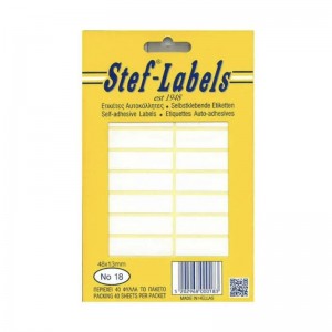 STEF ΕΤΙΚΕΤΕΣ ΑΥΤΟΚ. 20/Φ 40Φ 048x013mm 18 ΛΕΥΚΕΣ STEF ΕΤΙΚΕΤΕΣ ΑΥΤΟΚ. 20/Φ 40Φ 048x013mm 18 ΛΕΥΚΕΣ