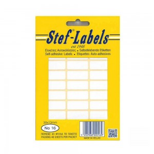 STEF ΕΤΙΚΕΤΕΣ ΑΥΤΟΚ. 30/Φ 40Φ 030x013mm 16 ΛΕΥΚΕΣ STEF ΕΤΙΚΕΤΕΣ ΑΥΤΟΚ. 30/Φ 40Φ 030x013mm 16 ΛΕΥΚΕΣ