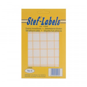STEF ΕΤΙΚΕΤΕΣ ΑΥΤΟΚ. 35/Φ 40Φ 017x020mm 6 ΛΕΥΚΕΣ STEF ΕΤΙΚΕΤΕΣ ΑΥΤΟΚ. 35/Φ 40Φ 017x020mm 6 ΛΕΥΚΕΣ