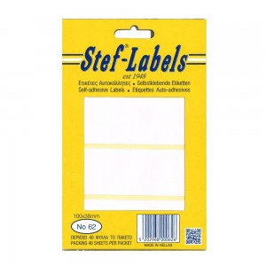 STEF ΕΤΙΚΕΤΕΣ ΑΥΤΟΚ. 4/Φ 40Φ 100x038mm 62 ΛΕΥΚΕΣ STEF ΕΤΙΚΕΤΕΣ ΑΥΤΟΚ. 4/Φ 40Φ 100x038mm 62 ΛΕΥΚΕΣ