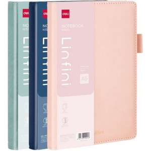 ΣΗΜΕΙΩΤΑΡΙΟ Α5 144ΦΥΛ. 80gr ΡΙΓΕ ΔΕΡΜΑΤΙΝΗ ΜΕ ΘΗΚΗ ΓΙΑ ΣΤΥΛΟ DELI EN157L