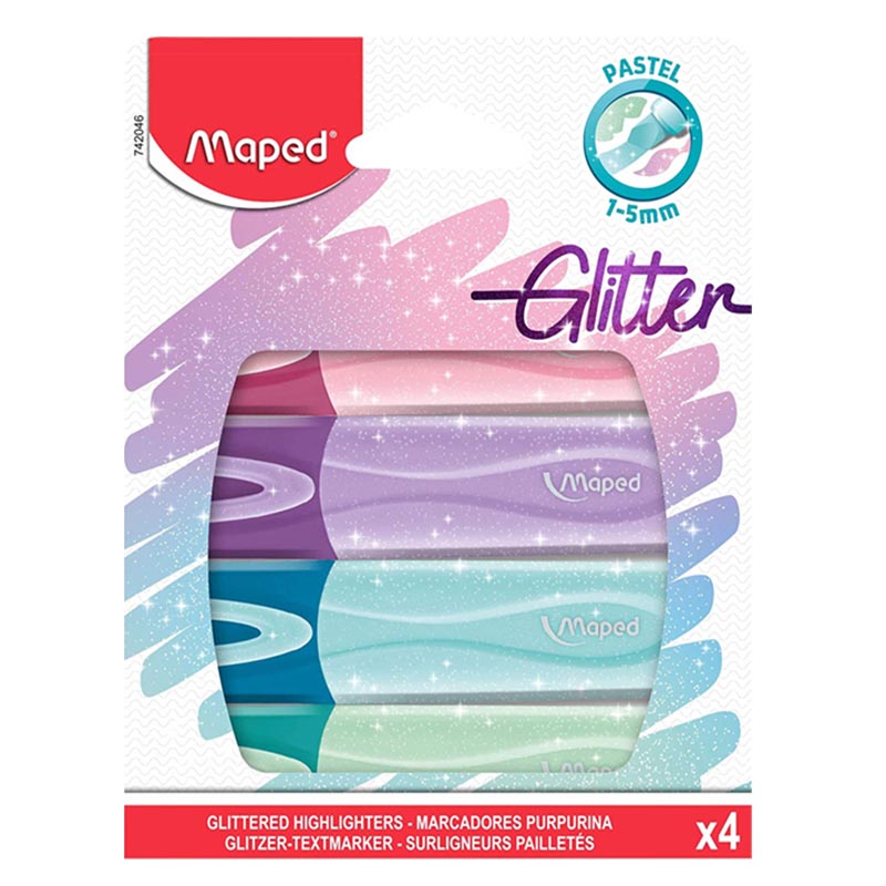 ΜΑΡΚΑΔΟΡΟΙ ΥΠΟΓΡΑΜ. PASTEL GLITTER PEP'S 4ΧΡΩΜ. MAPED