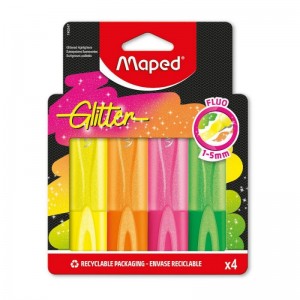 ΜΑΡΚΑΔΟΡΟΙ ΥΠΟΓΡΑΜ. FLUO GLITTER PEP'S 4ΧΡΩΜ. MAPED