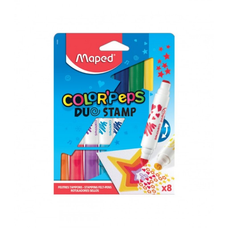 ΜΑΡΚΑΔΟΡΟΙ ΜΕ ΣΦΡΑΓΙΔΕΣ ΔΙΠΛΟΙ 8ΧΡΩΜΑΤΩΝ MAPED DUO STAMP COLOR PEP'S