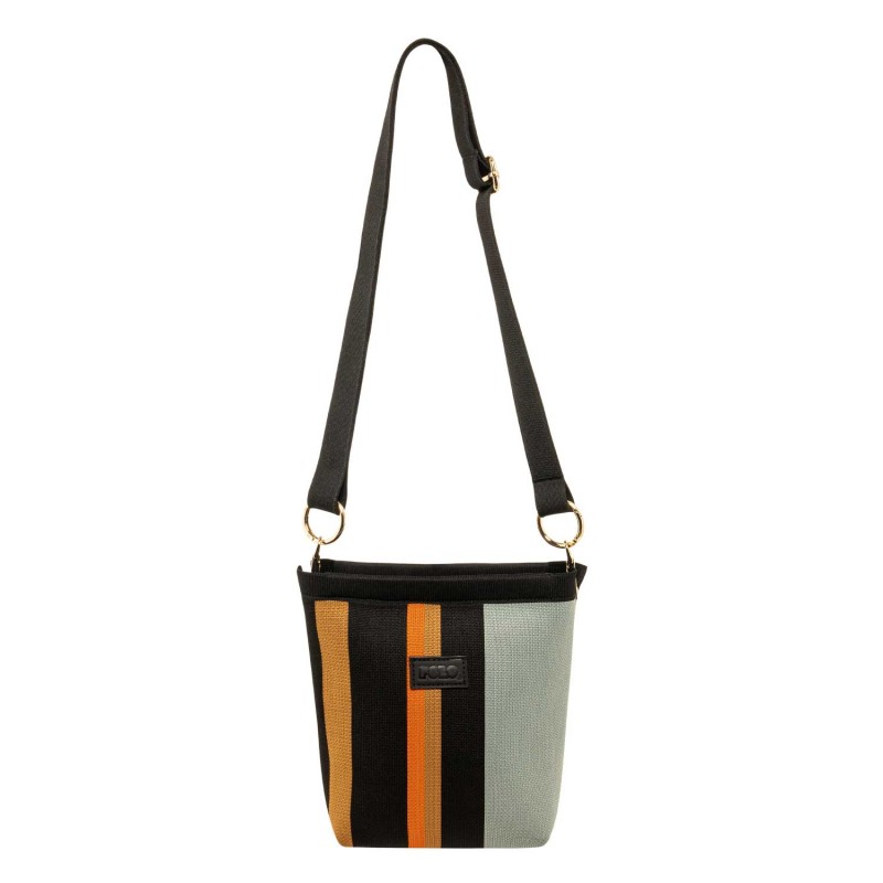 ΓΥΝΑΙΚΕΙΑ ΤΣΑΝΤΑ ΩΜΟΥ POLO SHOULDER BAG NOONA ΜΕ ΡΙΓΕΣ ΣΕ ΓΗΙΝΟΥΣ ΧΡΩΜΑΤΙΣΜΟΥΣ (ΜΑΥΡΟ ΜΕ ΣΠΑΓΓΙ ΚΑΙ ΤΑΜΠΑ) ΥΦΑΣΜΑΤΙΝΗ-ΠΛΕΚΤΗ 907060-8385