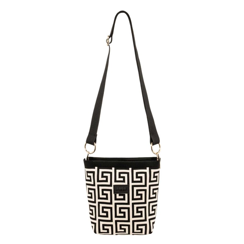 ΓΥΝΑΙΚΕΙΑ ΤΣΑΝΤΑ ΩΜΟΥ POLO SHOULDER BAG NOONA ΜΕ ΜΑΙΑΝΔΡΟΥΣ ΣΕ ΜΠΕΖ ΜΕ ΜΑΥΡΟ, ΥΦΑΣΜΑΤΙΝΗ-ΠΛΕΚΤΗ 907060-8384