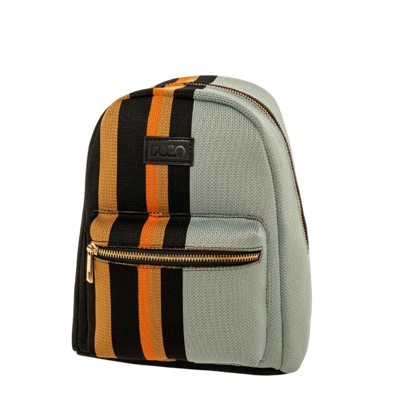 ΣΑΚΙΔΙΟ ΜΙΝΙ BACK PACK POLO LOONA ΜΕ ΡΙΓΕΣ ΣΕ ΓΗΙΝΟΥΣ ΧΡΩΜΑΤΙΣΜΟΥΣ (ΜΑΥΡΟ ΜΕ ΣΠΑΓΓΙ ΚΑΙ ΤΑΜΠΑ) ΥΦΑΣΜΑΤΙΝΟ-ΠΛΕΚΤΟ 907084-8385