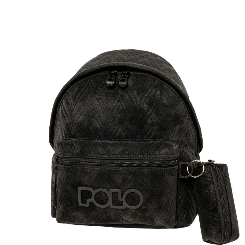 ΣΑΚΙΔΙΟ POLO MINI LEAVES ΜΕ ΔΩΡΟ ΠΟΡΤΟΦΟΛΑΚΙ ΜΑΥΡΟ ΣΕ ΔΕΡΜΑΤΙΝΗ ΛΑΔΙΟΥ ΜΕ ΑΝΑΓΛΥΦΑ ΣΧΕΔΙΑ 907083-2000