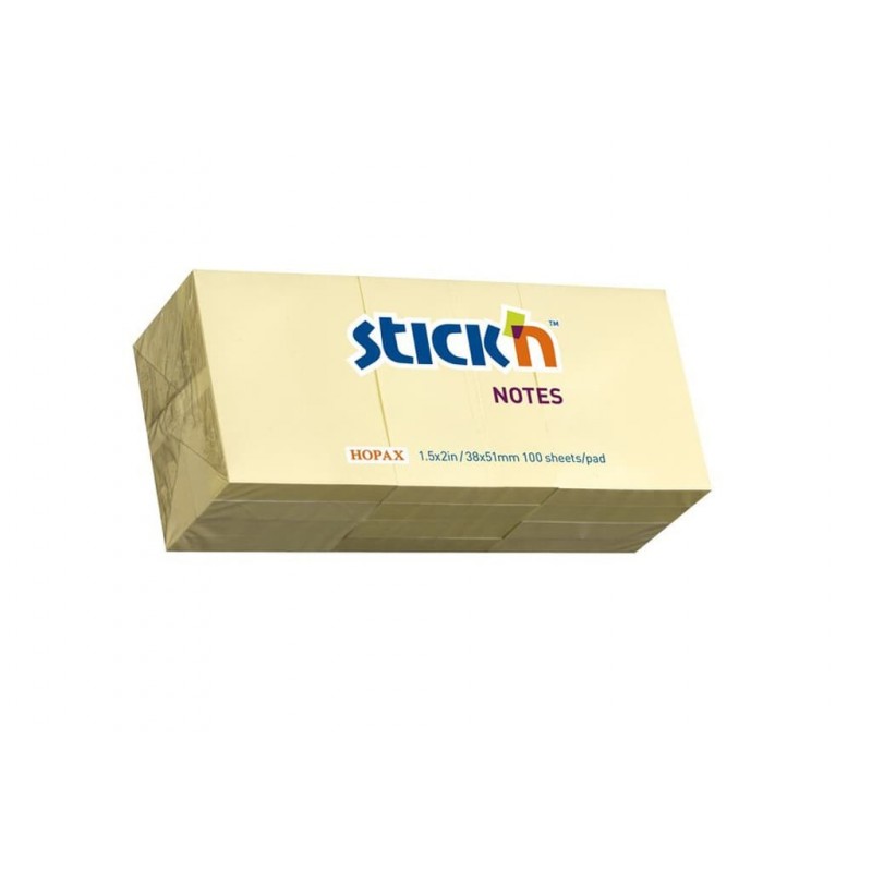STICK'N ΧΑΡΤΙΑ ΑΥΤΟΚ.38x50χιλ. 100Φ. ΚΙΤΡΙΝΟ 3Τ.